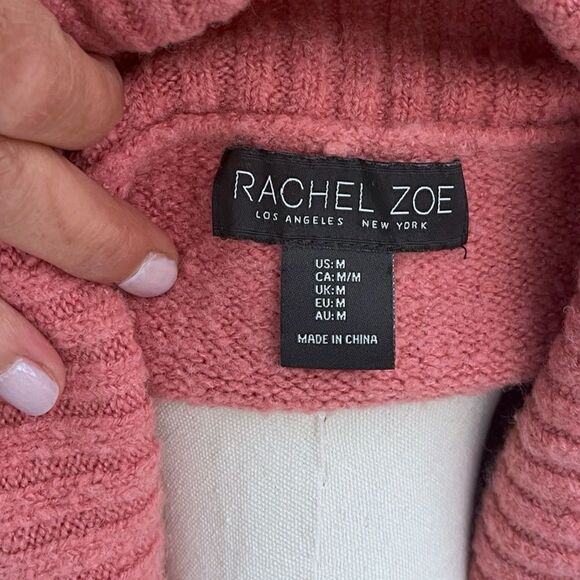 RACHEL ZOE EUC drop shoulder Wool mix turtle neck in Dusty Pink Size M - Picture 8 of 8